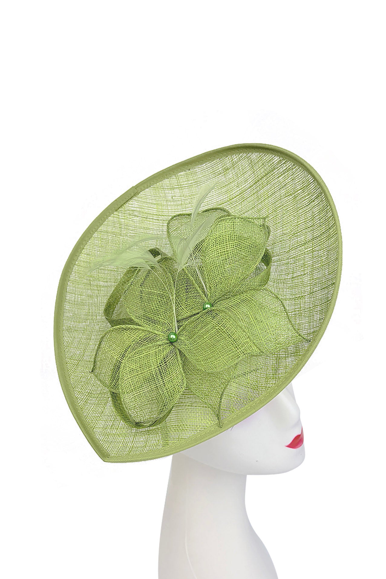 FT26340 Sinamay Hatinator with Pearl Flower and Feather Detailing