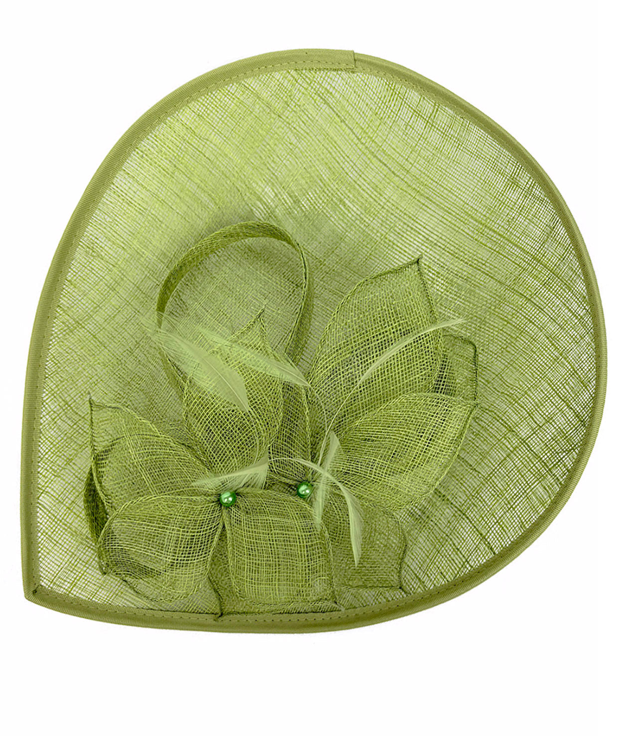 FT26340 Sinamay Hatinator with Pearl Flower and Feather Detailing