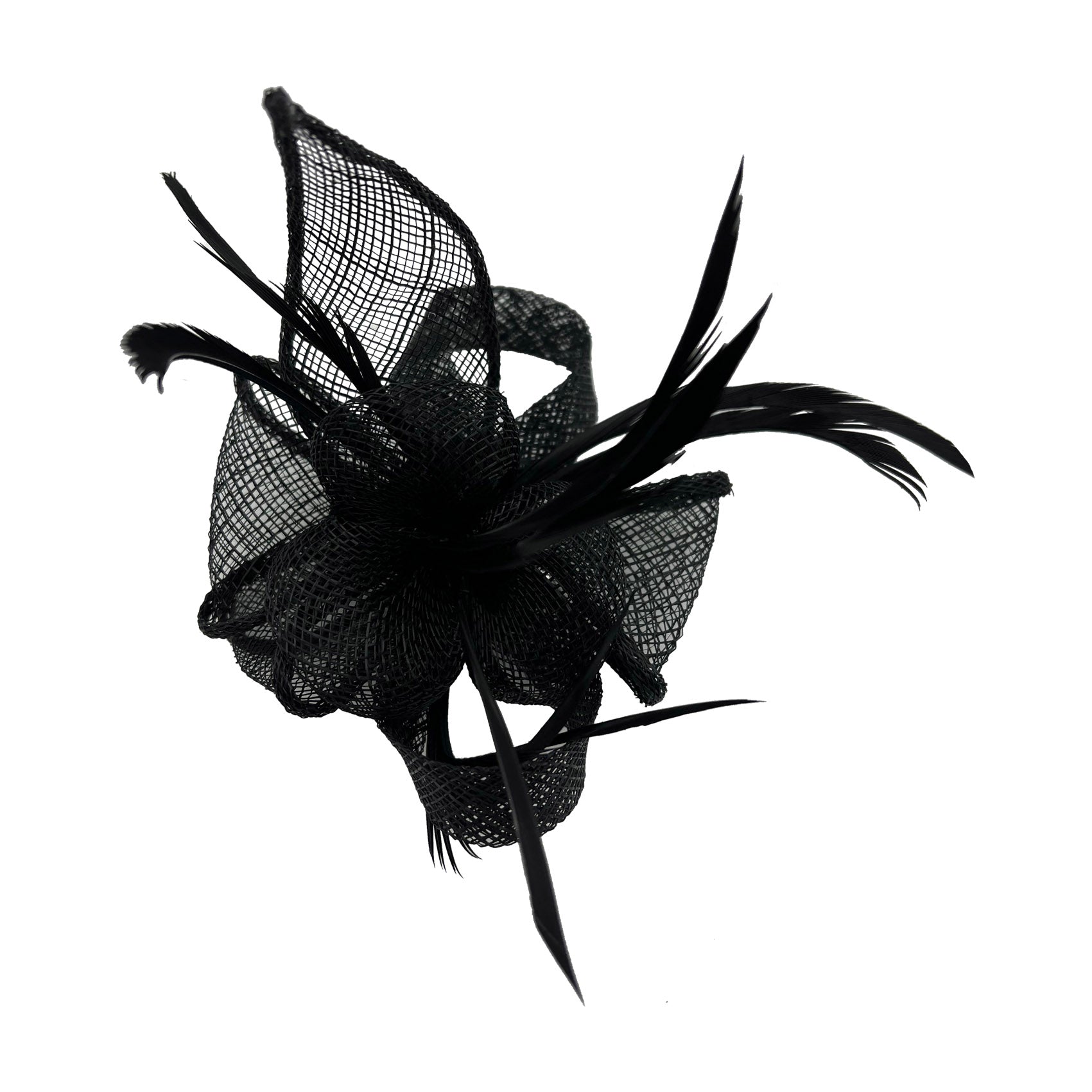 FT2800 Small Curly Sinamay Clip-On Fascinator with Feather