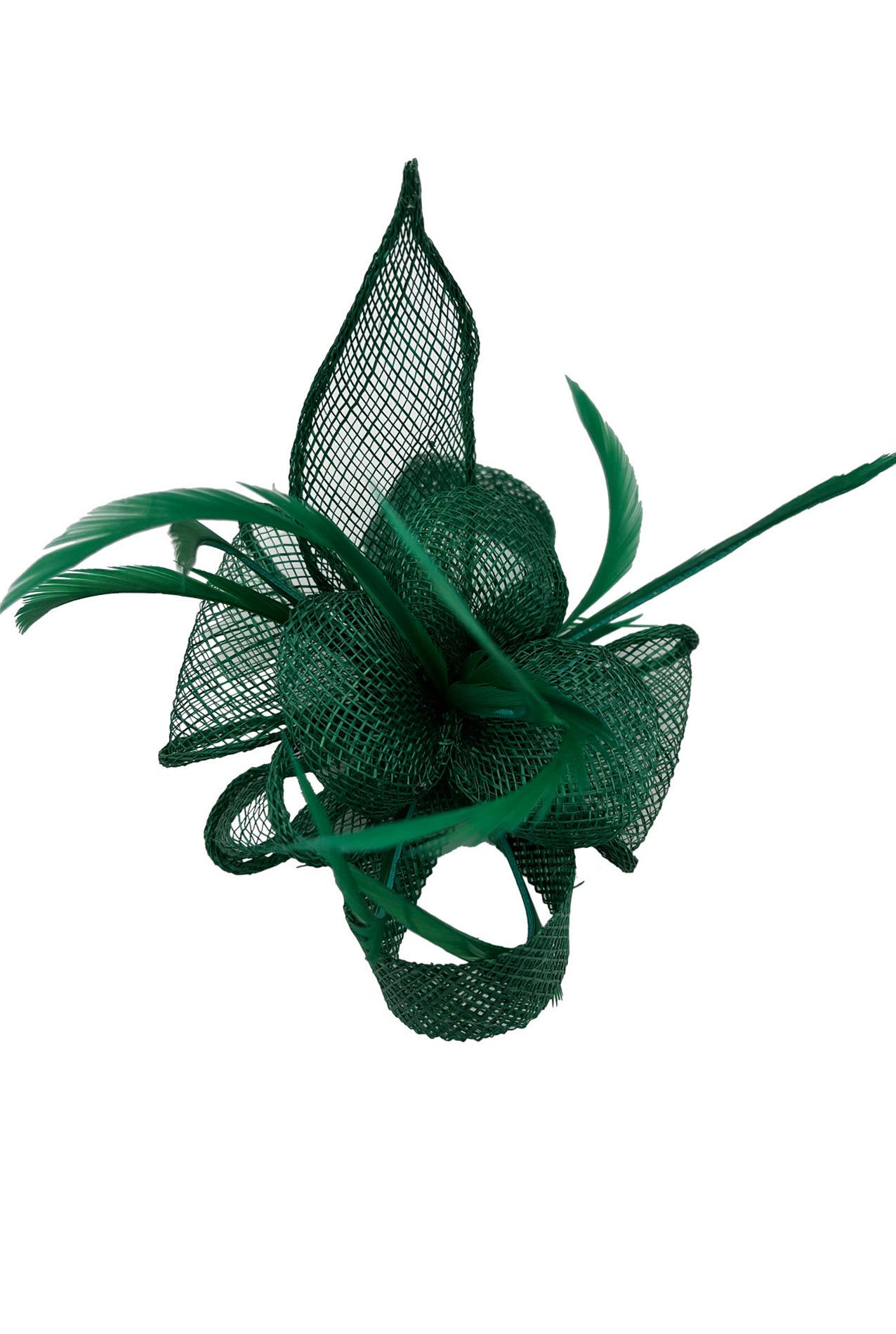 FT2800 Small Curly Sinamay Clip-On Fascinator with Feather