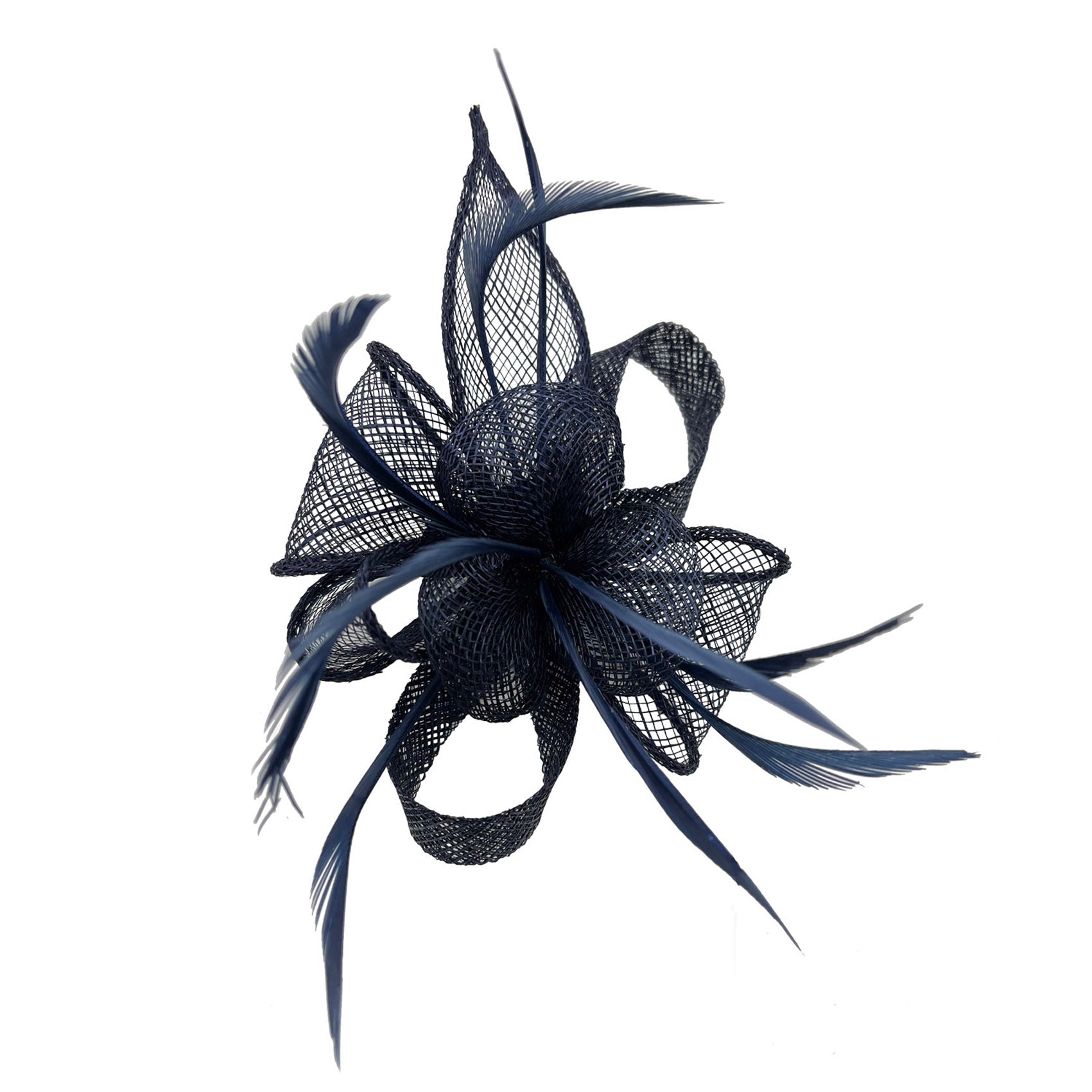 FT2800 Small Curly Sinamay Clip-On Fascinator with Feather