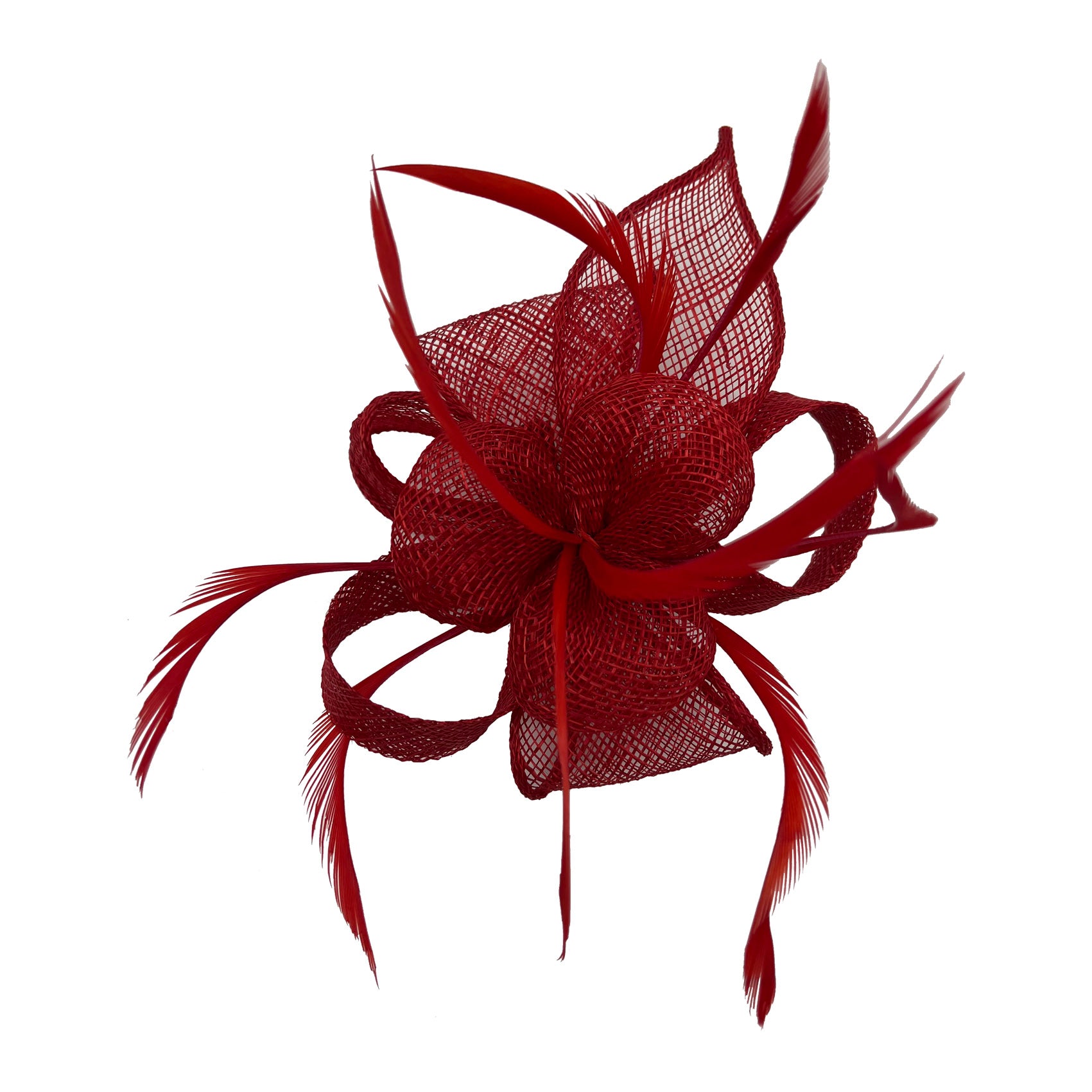 FT2800 Small Curly Sinamay Clip-On Fascinator with Feather