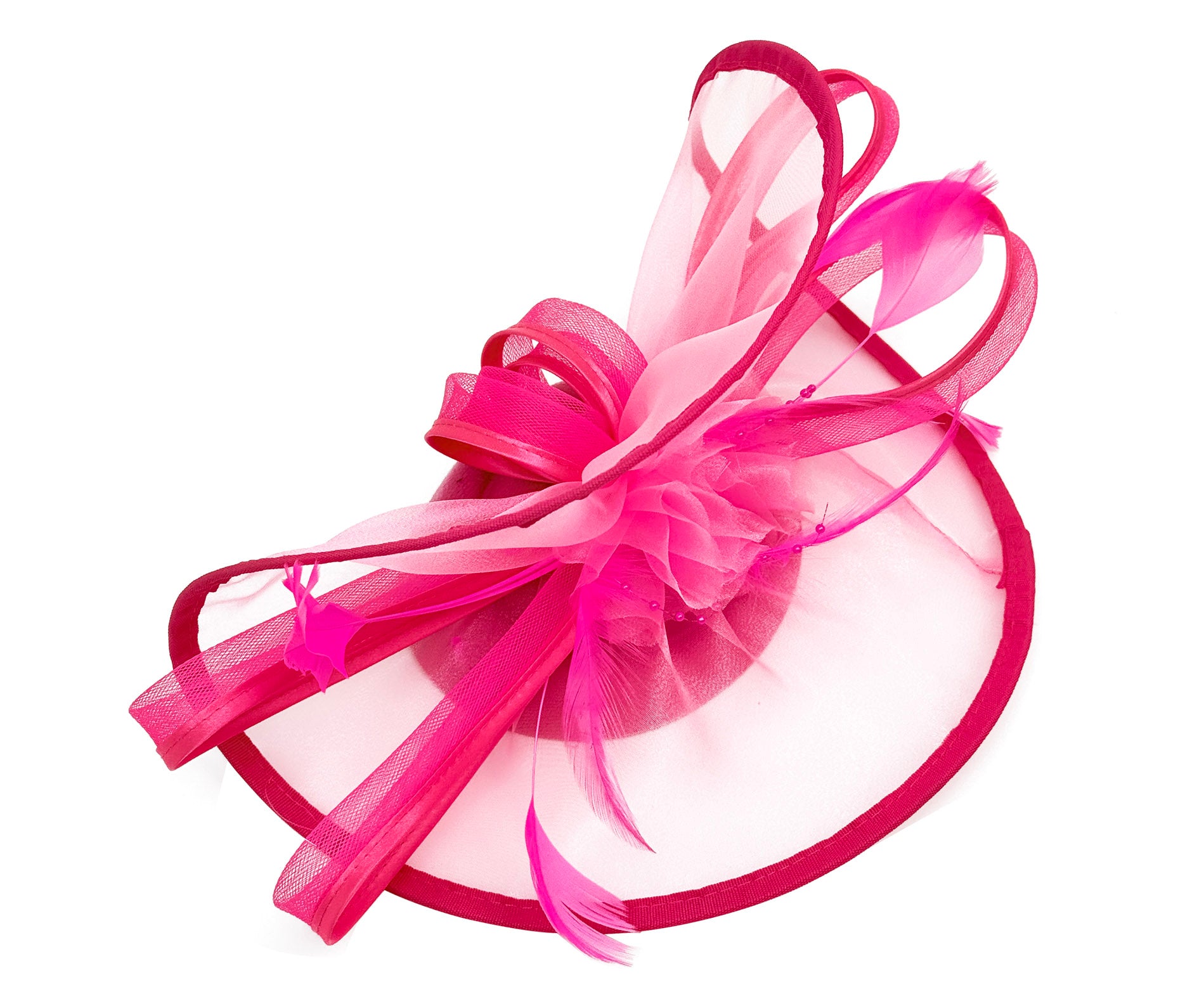 FT4012 Arc Shaped Fascinator with Feathers and Floral Burst