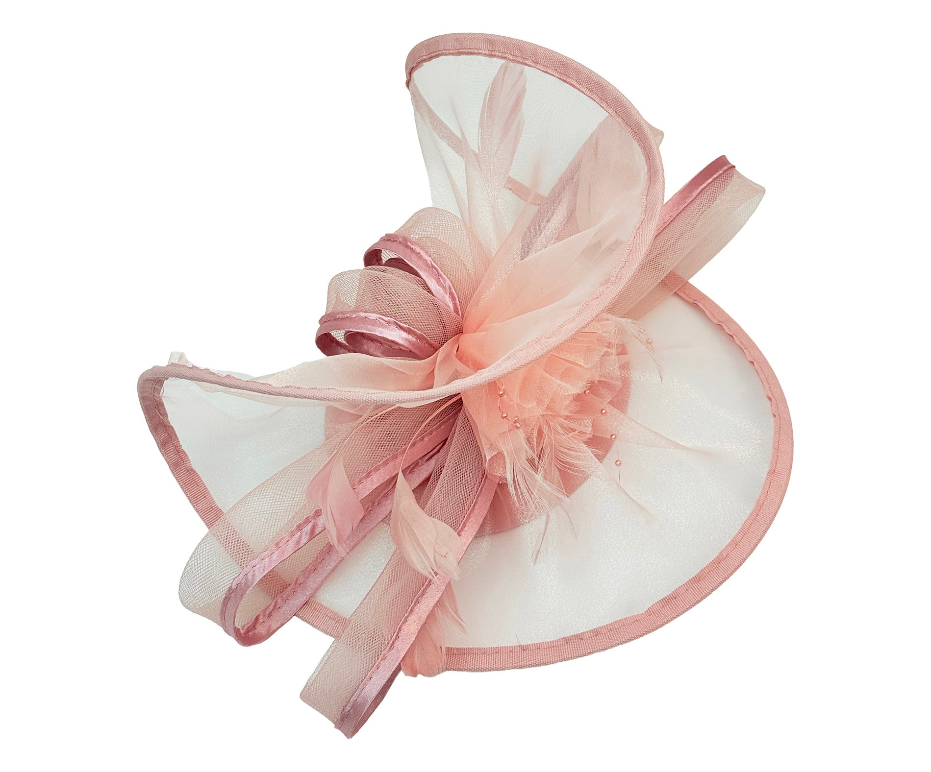 FT4012 Arc Shaped Fascinator with Feathers and Floral Burst
