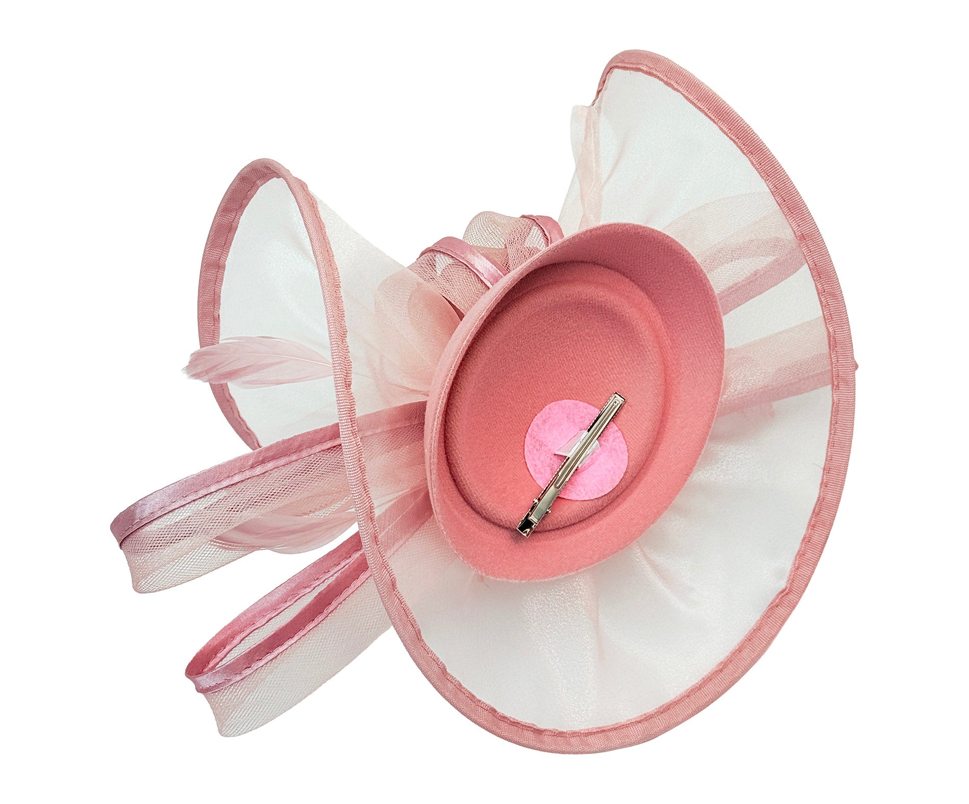 FT4012 Arc Shaped Fascinator with Feathers and Floral Burst