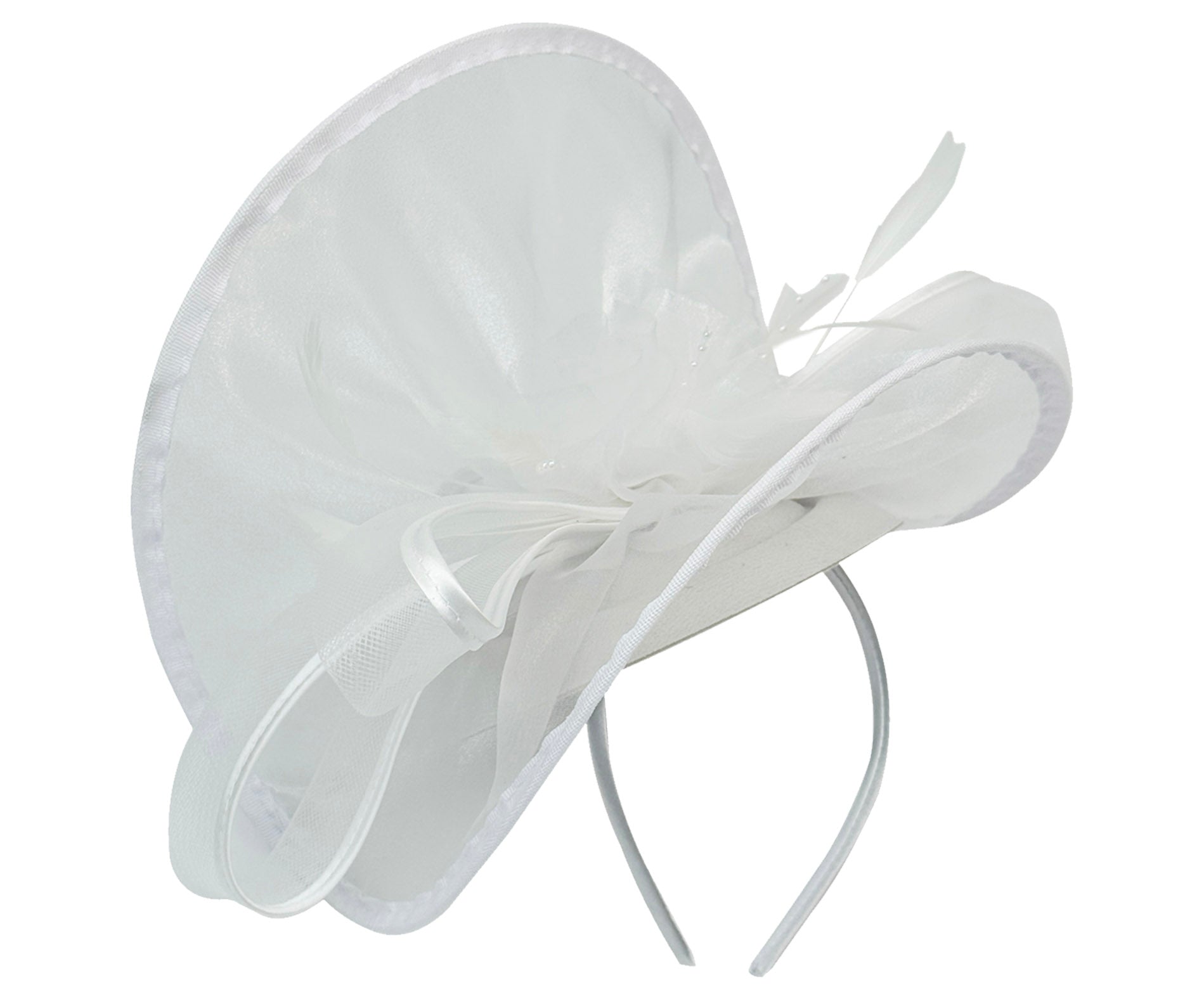 FT4012 Arc Shaped Fascinator with Feathers and Floral Burst