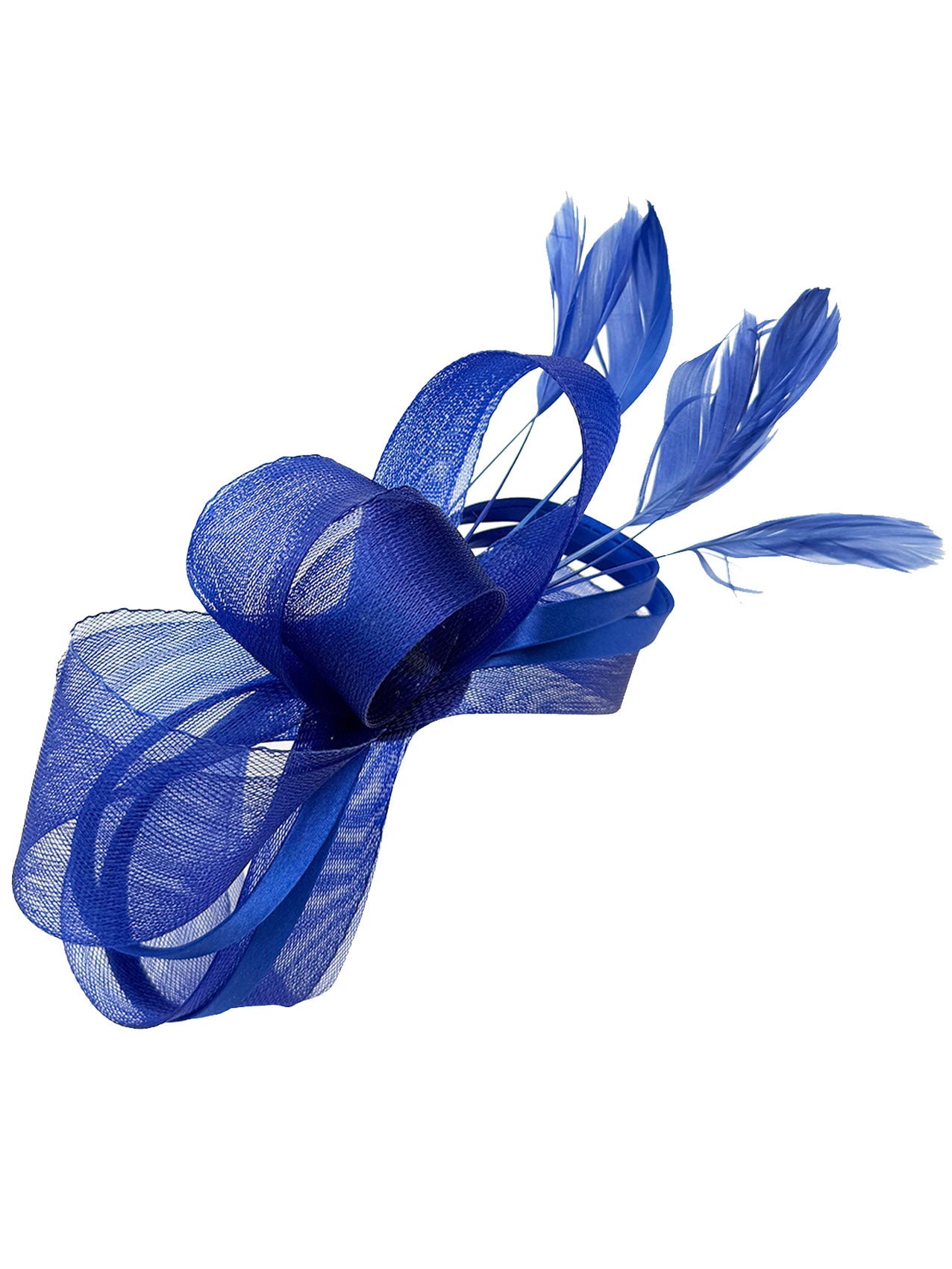 FT4078 Bow Shaped Fascinator with Satin Loops and Feathers