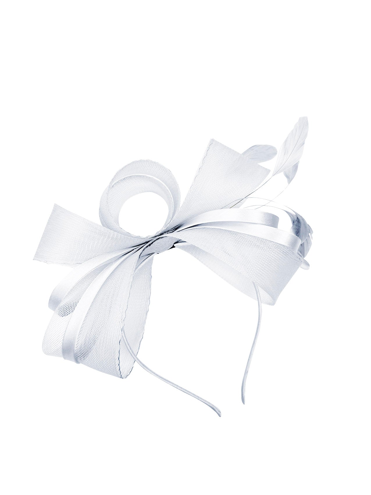 FT4078 Bow Shaped Fascinator with Satin Loops and Feathers