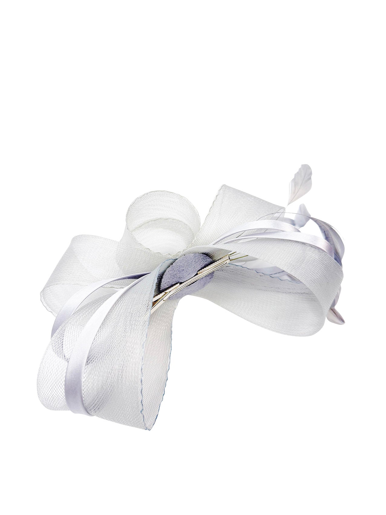 FT4078 Bow Shaped Fascinator with Satin Loops and Feathers