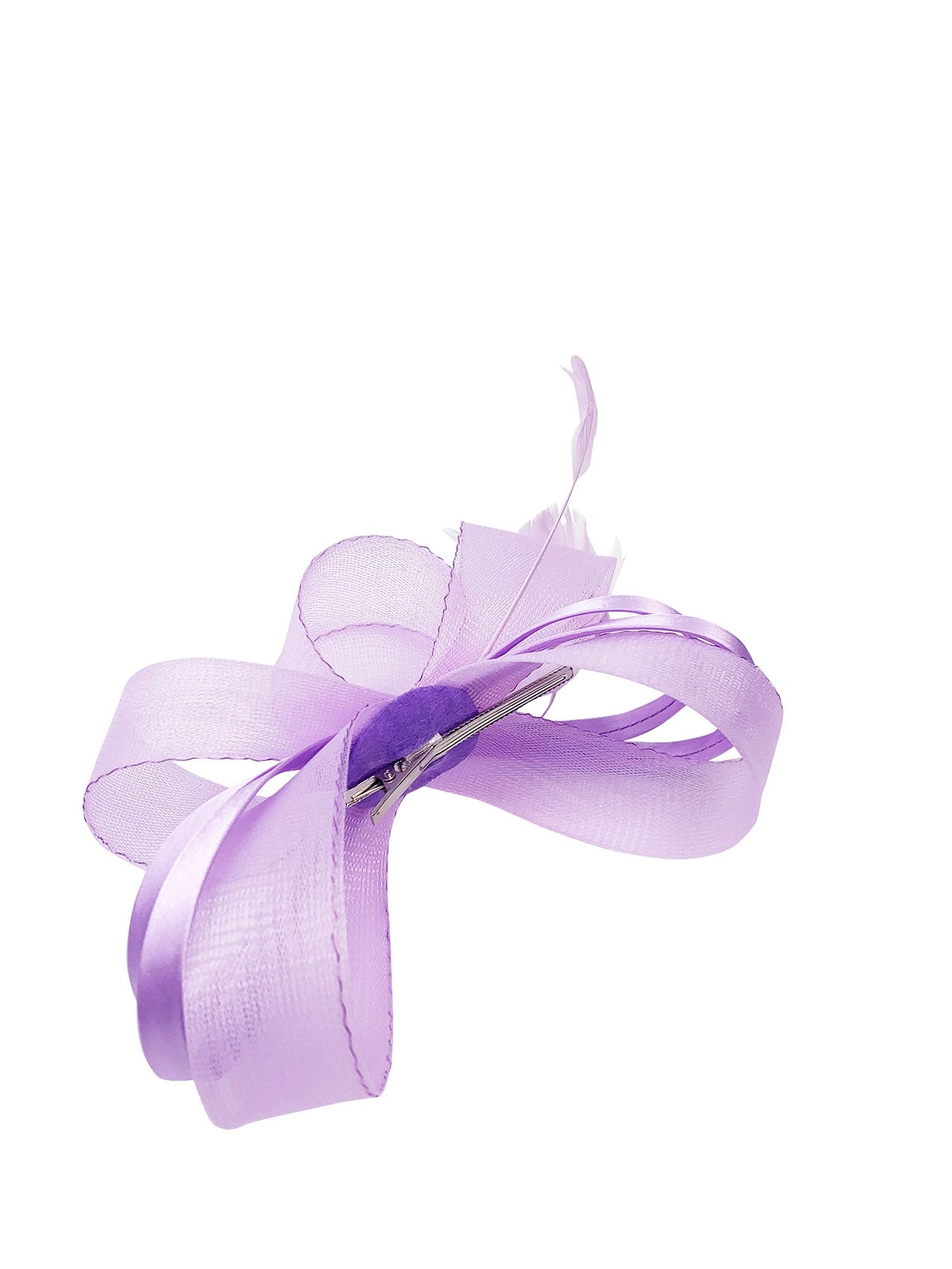 FT4078 Bow Shaped Fascinator with Satin Loops and Feathers