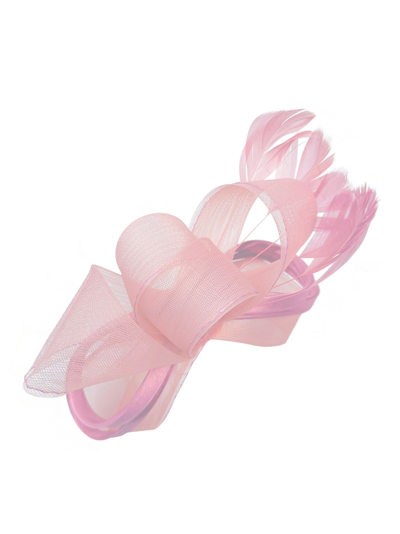 FT4078 Bow Shaped Fascinator with Satin Loops and Feathers