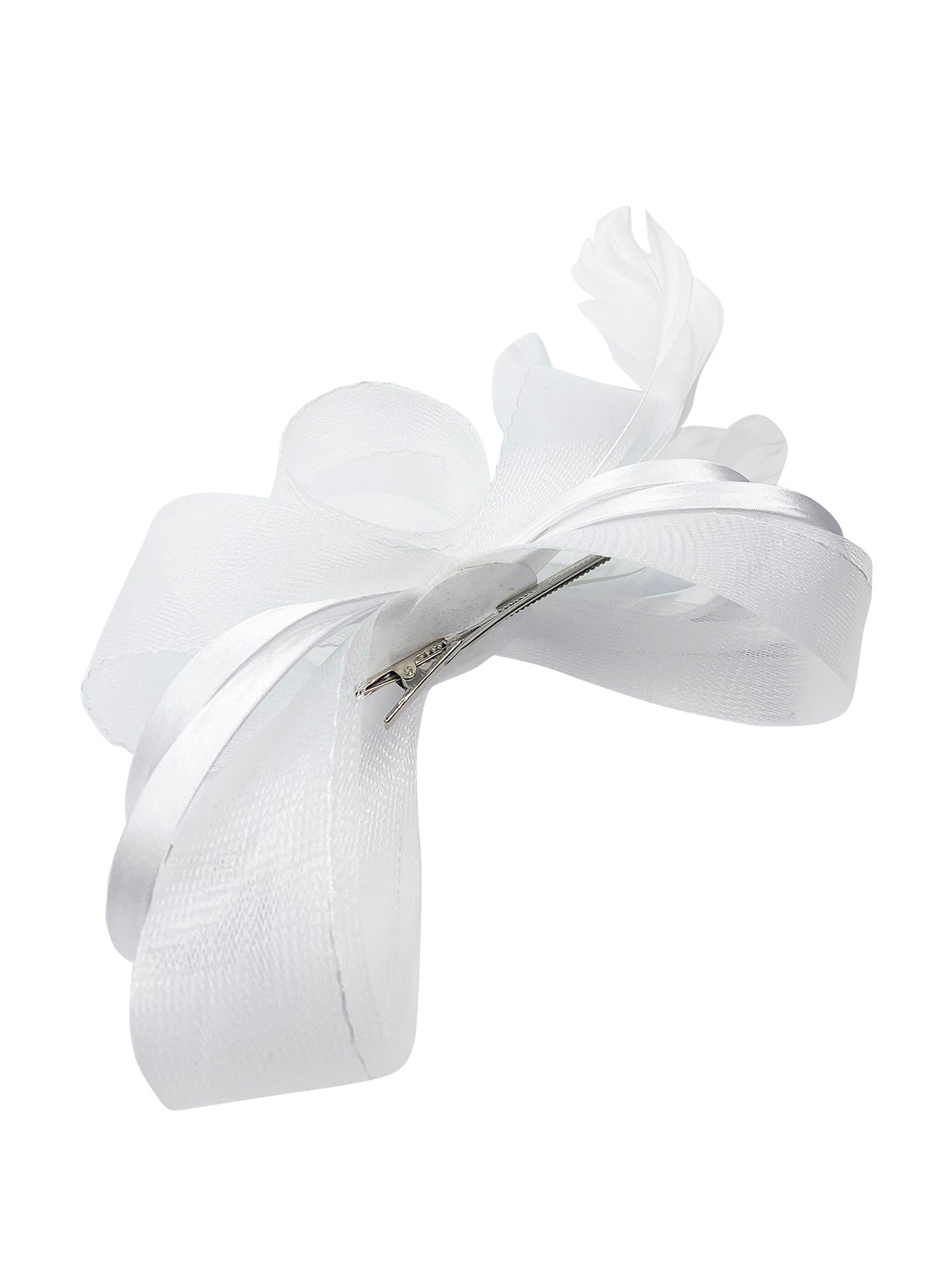 FT4078 Bow Shaped Fascinator with Satin Loops and Feathers