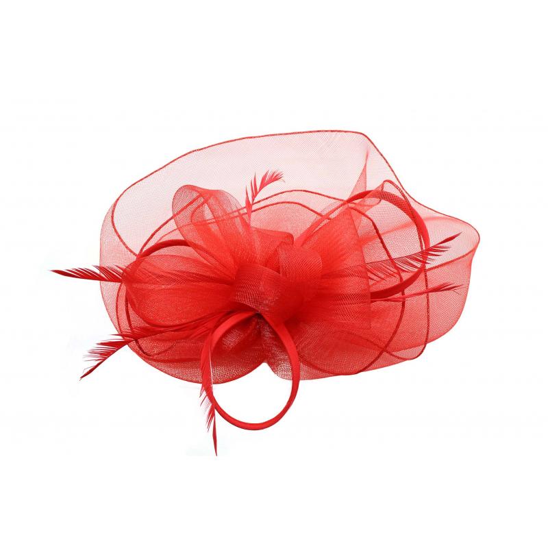 FT9013-025 Large Floral Double Layers Fascinators with Feather