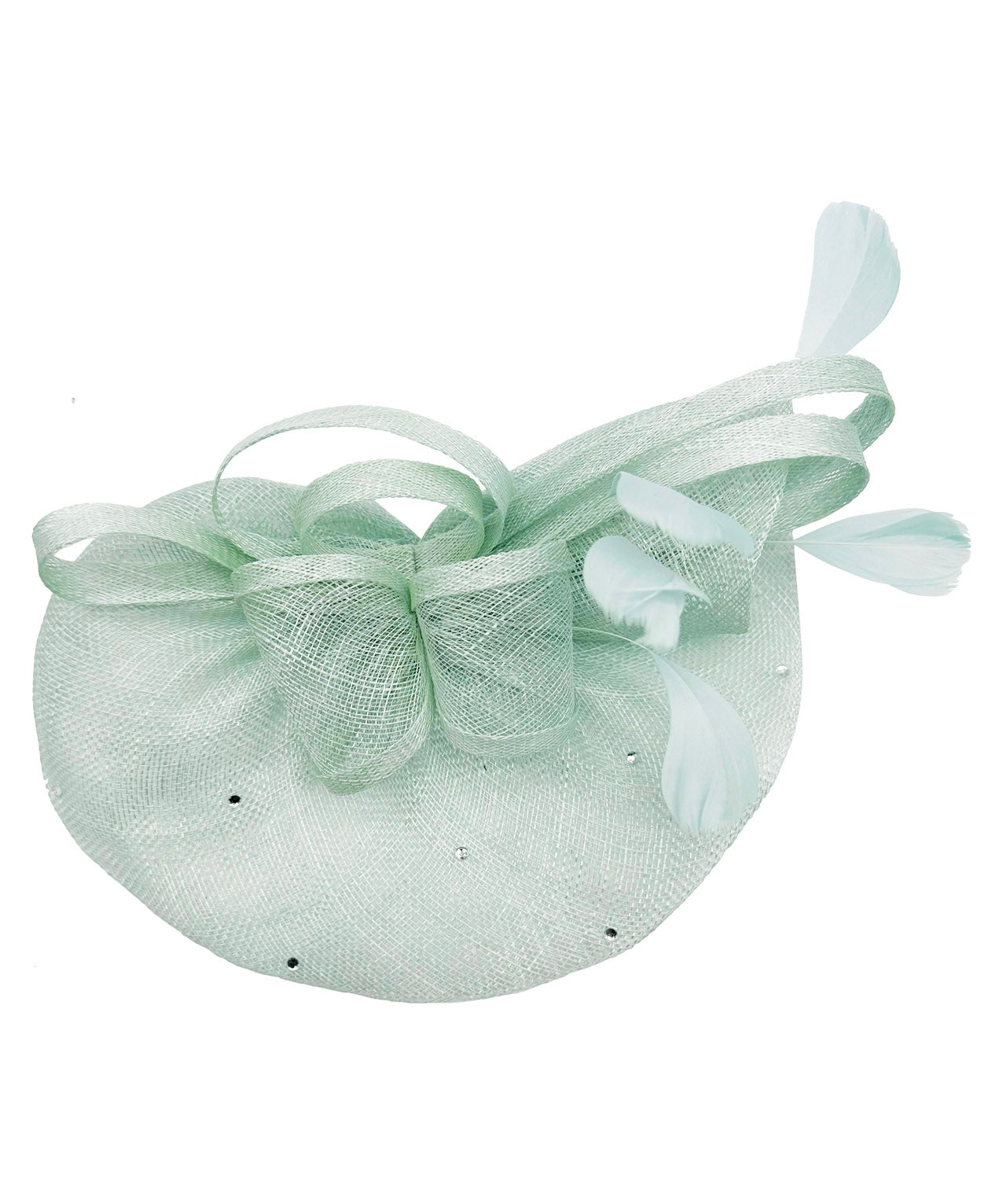 FT9020-004 Sinamay Fascinator with Diamonds and Real Feather
