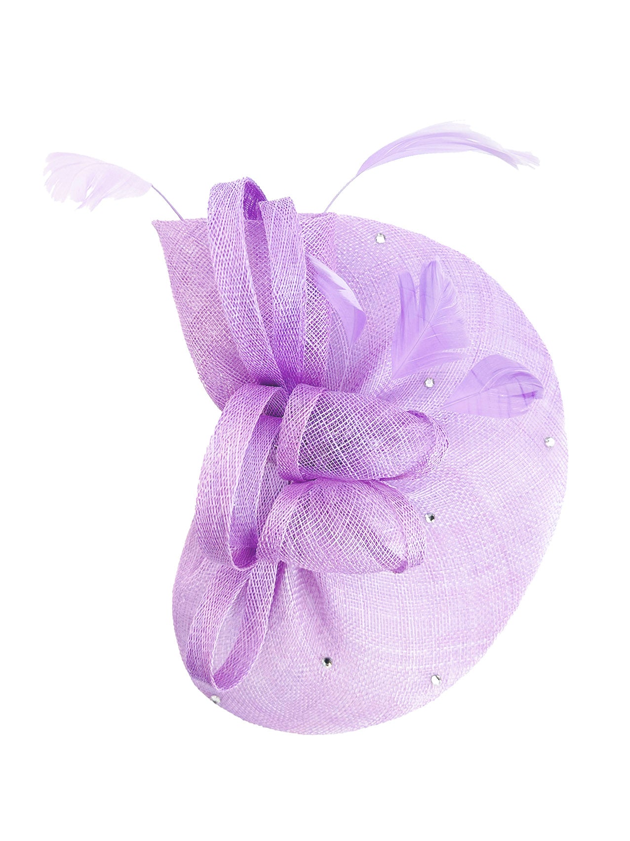 FT9020-004 Sinamay Fascinator with Diamonds and Real Feather