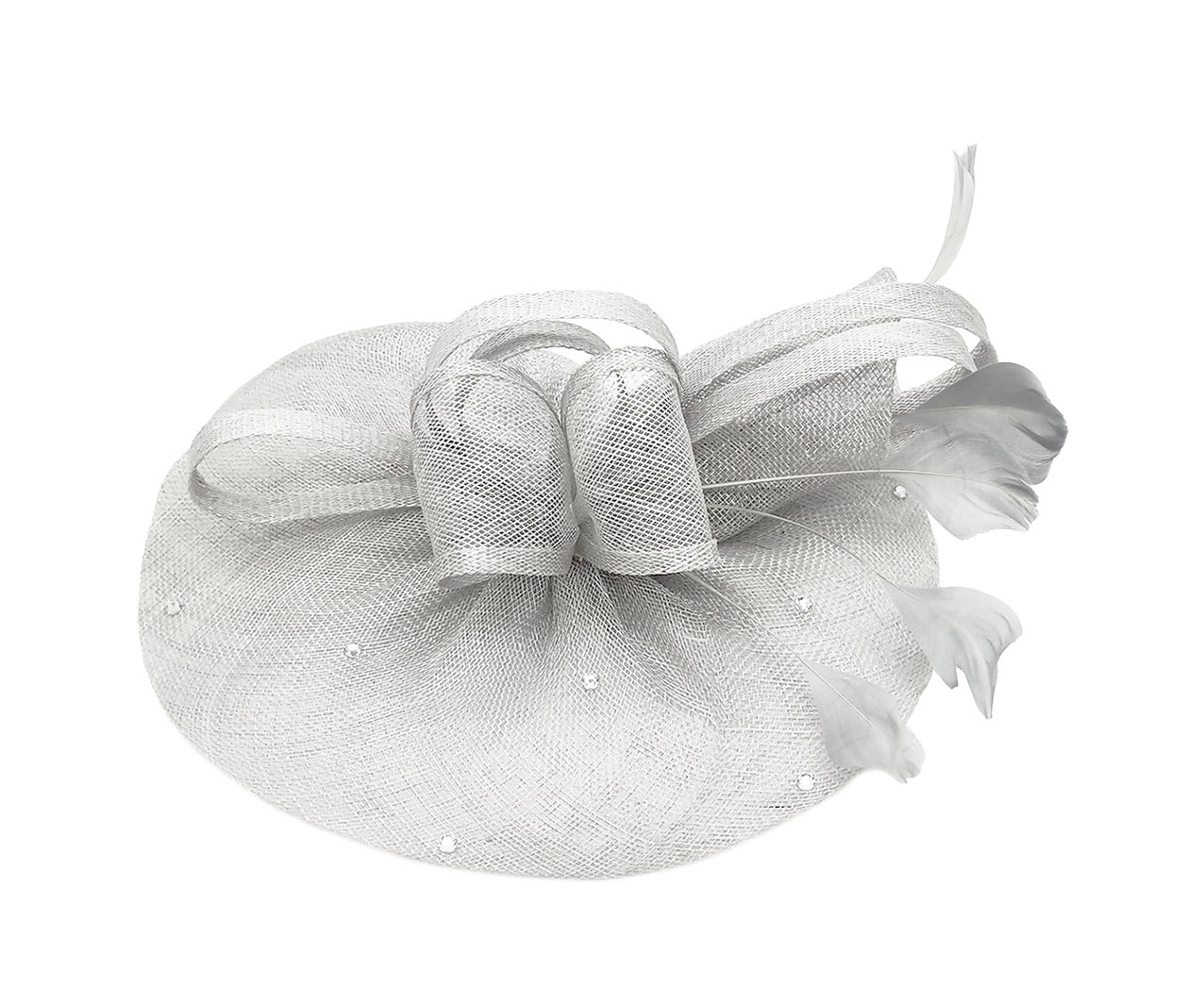 FT9020-004 Sinamay Fascinator with Diamonds and Real Feather