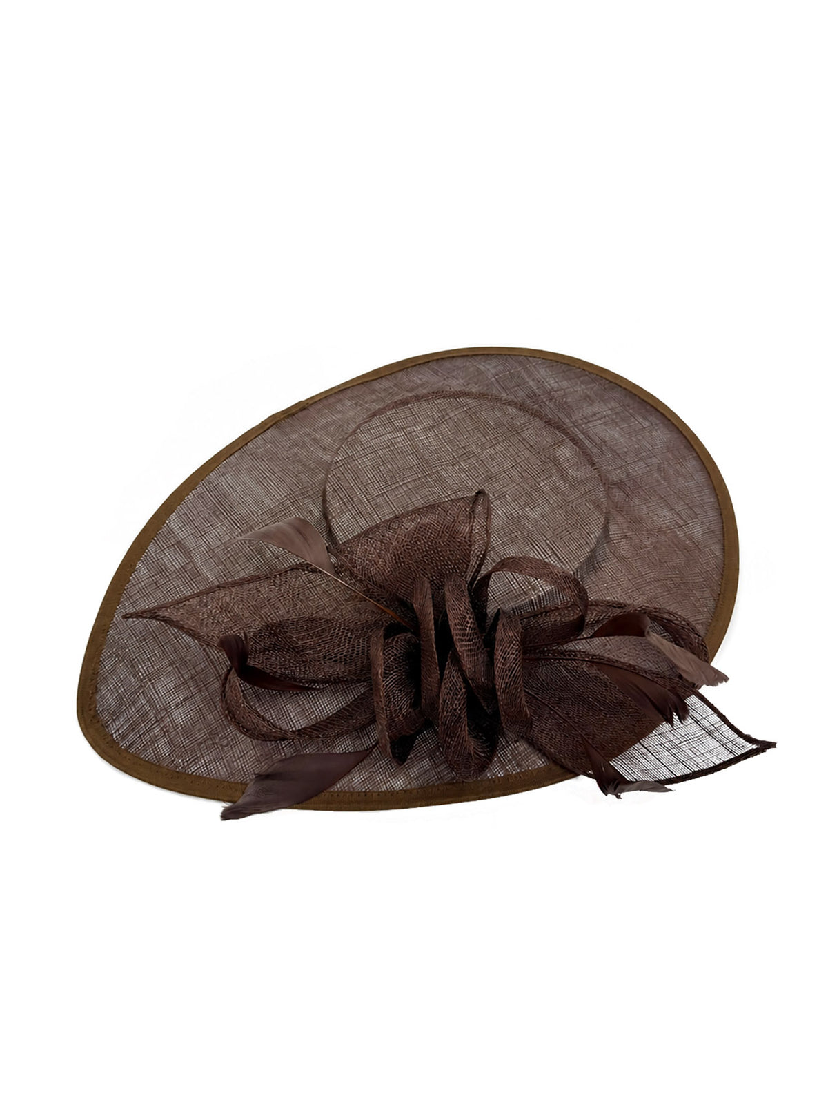 FT9038-019 Large Sinamay Hatinator with Curved Hoops and Feathers