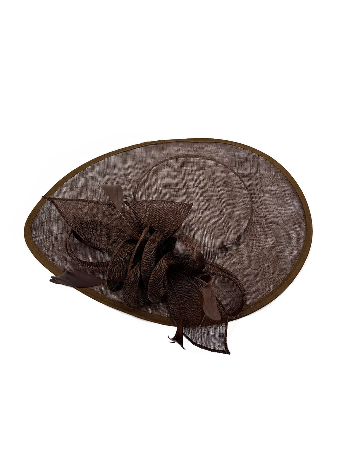 FT9038-019 Large Sinamay Hatinator with Curved Hoops and Feathers