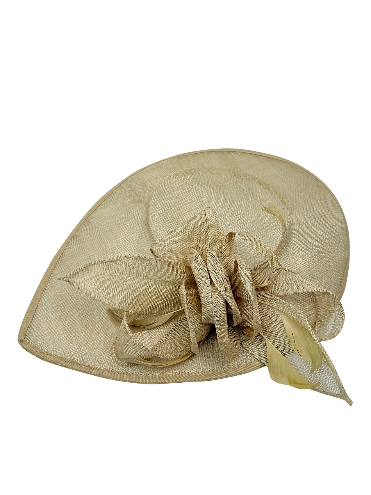FT9038-019 Large Sinamay Hatinator with Curved Hoops and Feathers