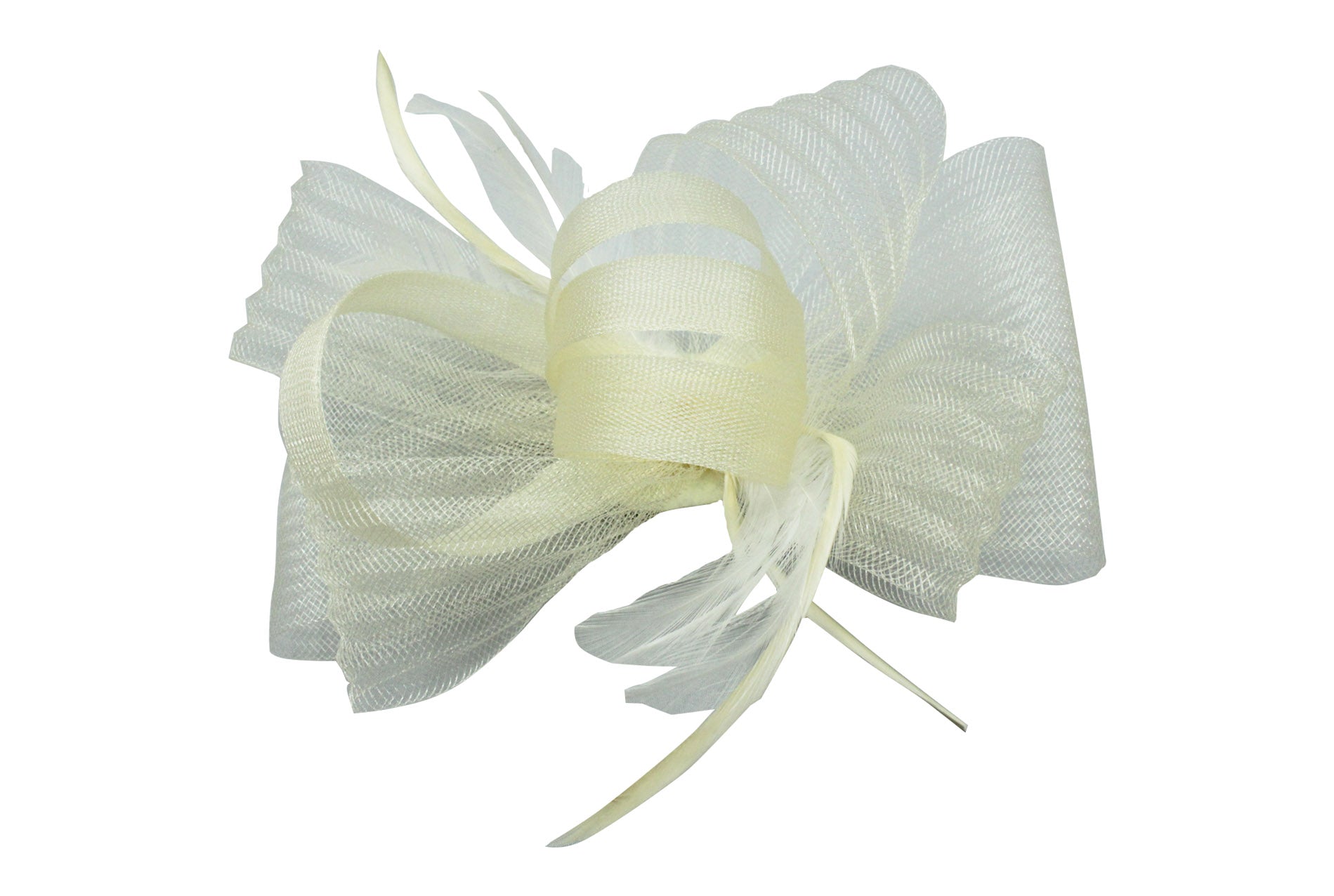 FT9048-010 Bow Fascinator with Synthetic Loops and Curled Feathers
