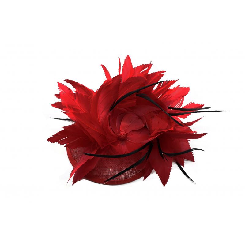 FT9268-003 Bendable Real Feather Flower Fascinator with a Sinamay Disc