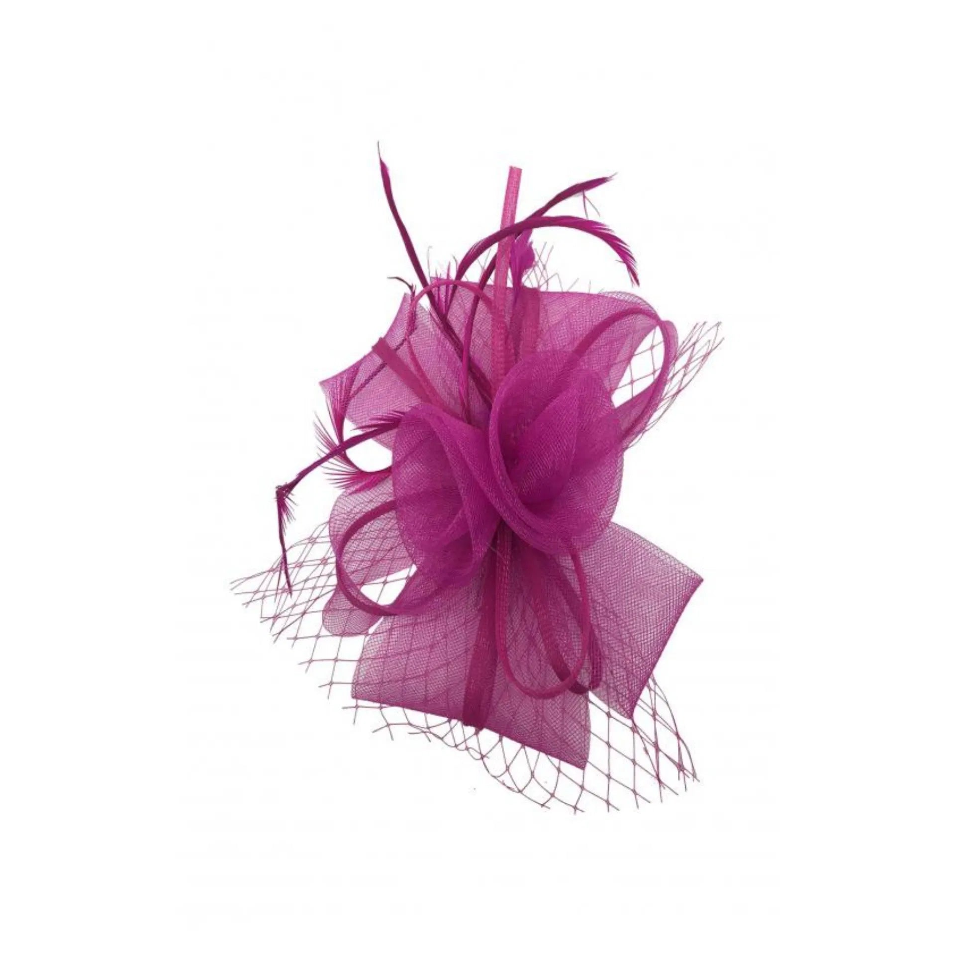 MX1748-3 Double Flower Gauze Fascinator with A Butterfly Bow and Feathers