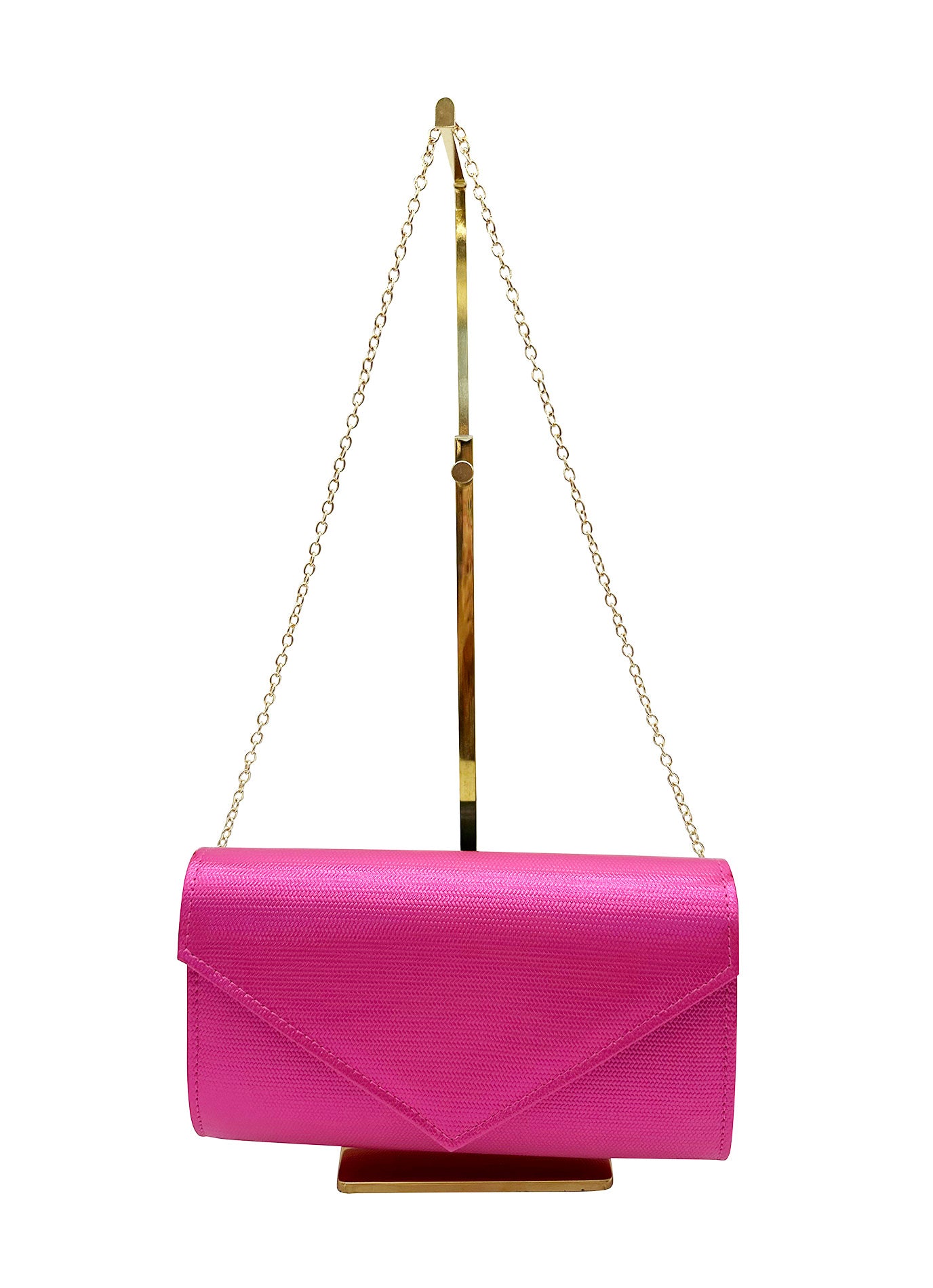 CB24160-006 Plain Envelope Style Clutch Bag with Long Shoulder Chain