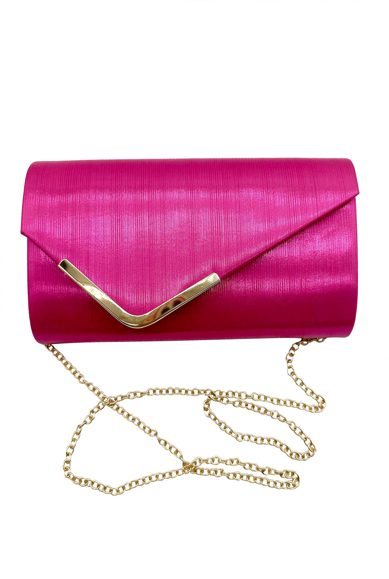 CB24165-005 Flap Open Evening Clutch Bag With Detachable Chain