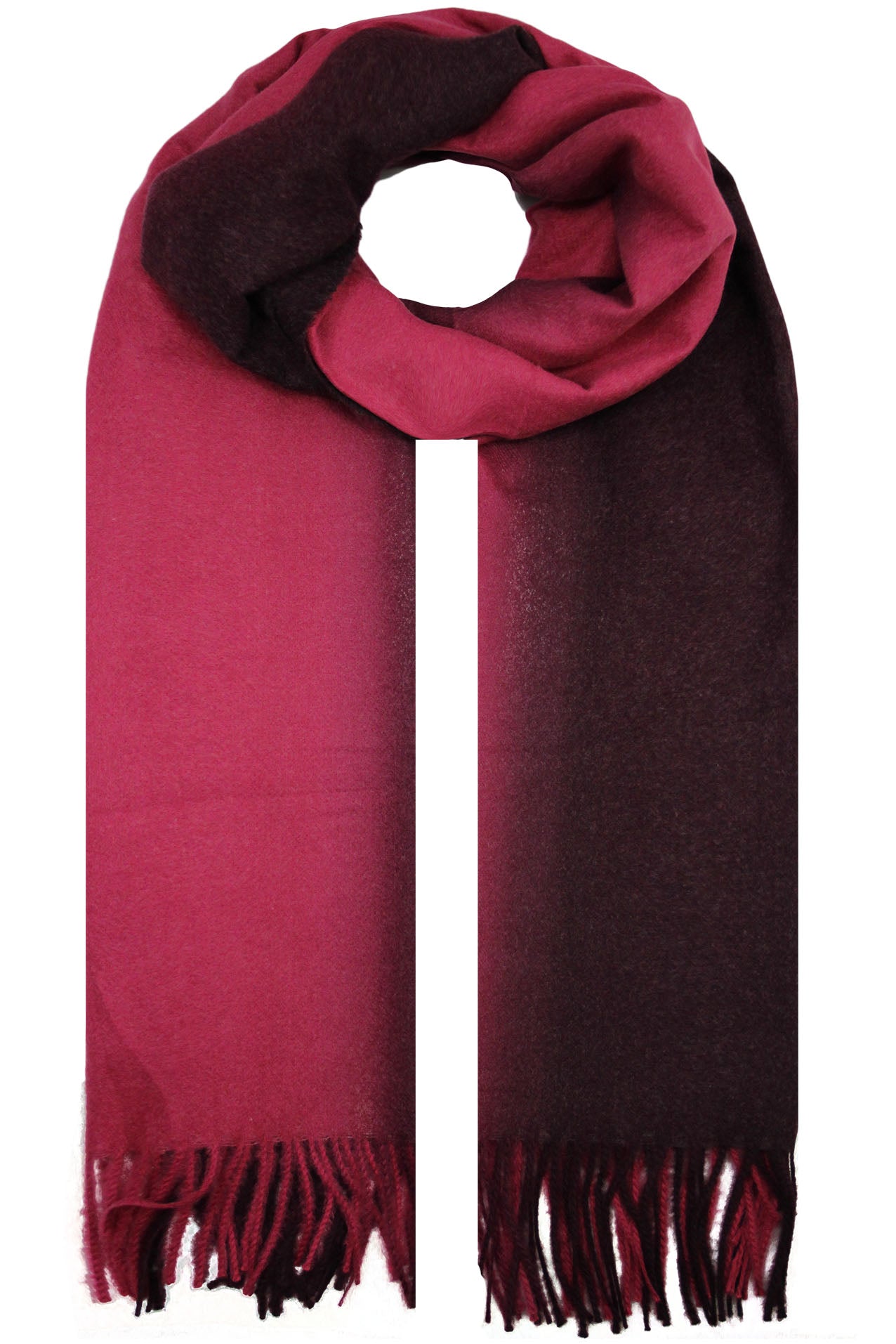 SF19128-81 Dual Colour Wool Blend Scarf with Tassels