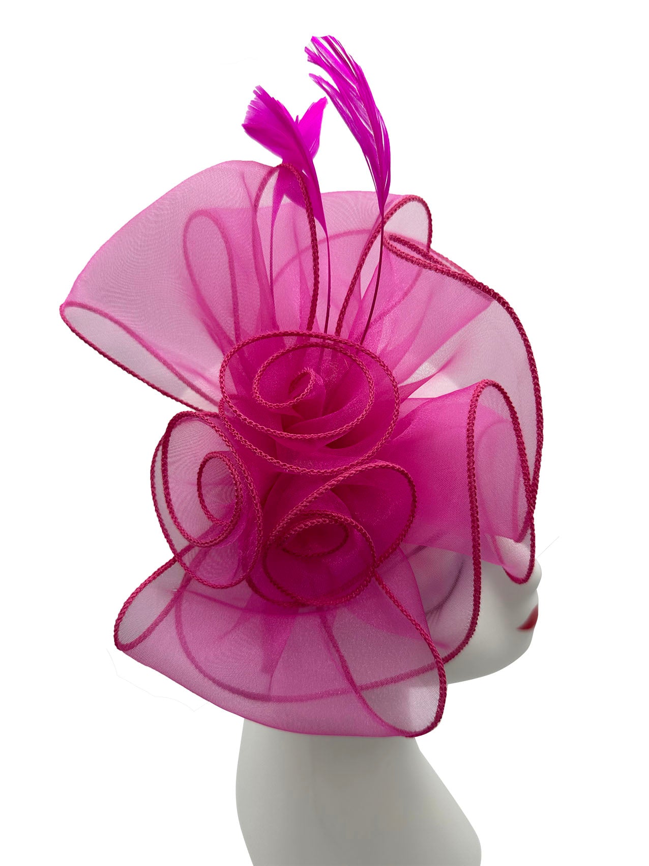 FT3090 Rose Bouquet with Big Bow & Feather Fascinator