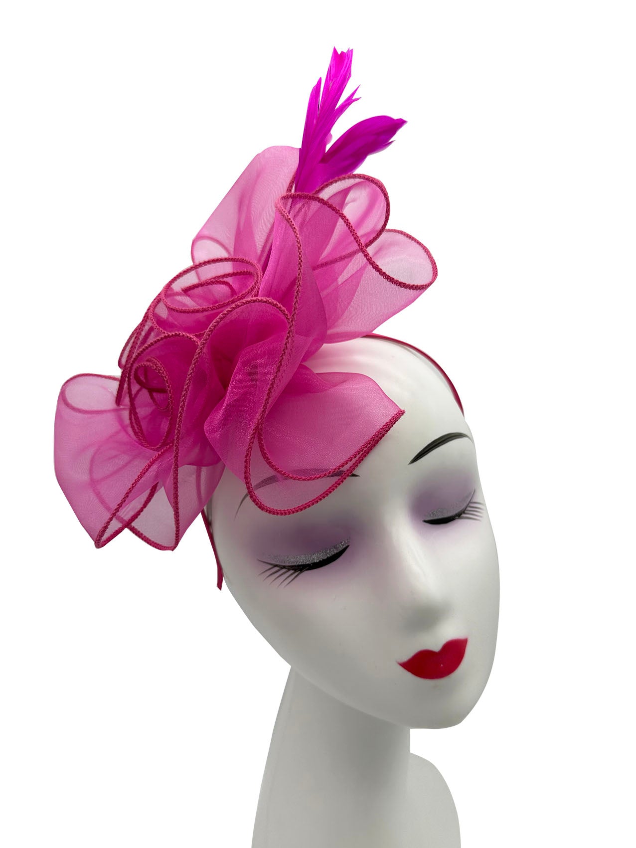 FT3090 Rose Bouquet with Big Bow & Feather Fascinator