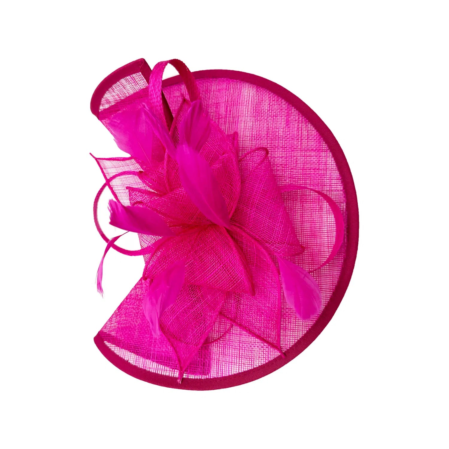 FT2027-013 Asymmetric Sinamay Disc Fascinator with Feathers