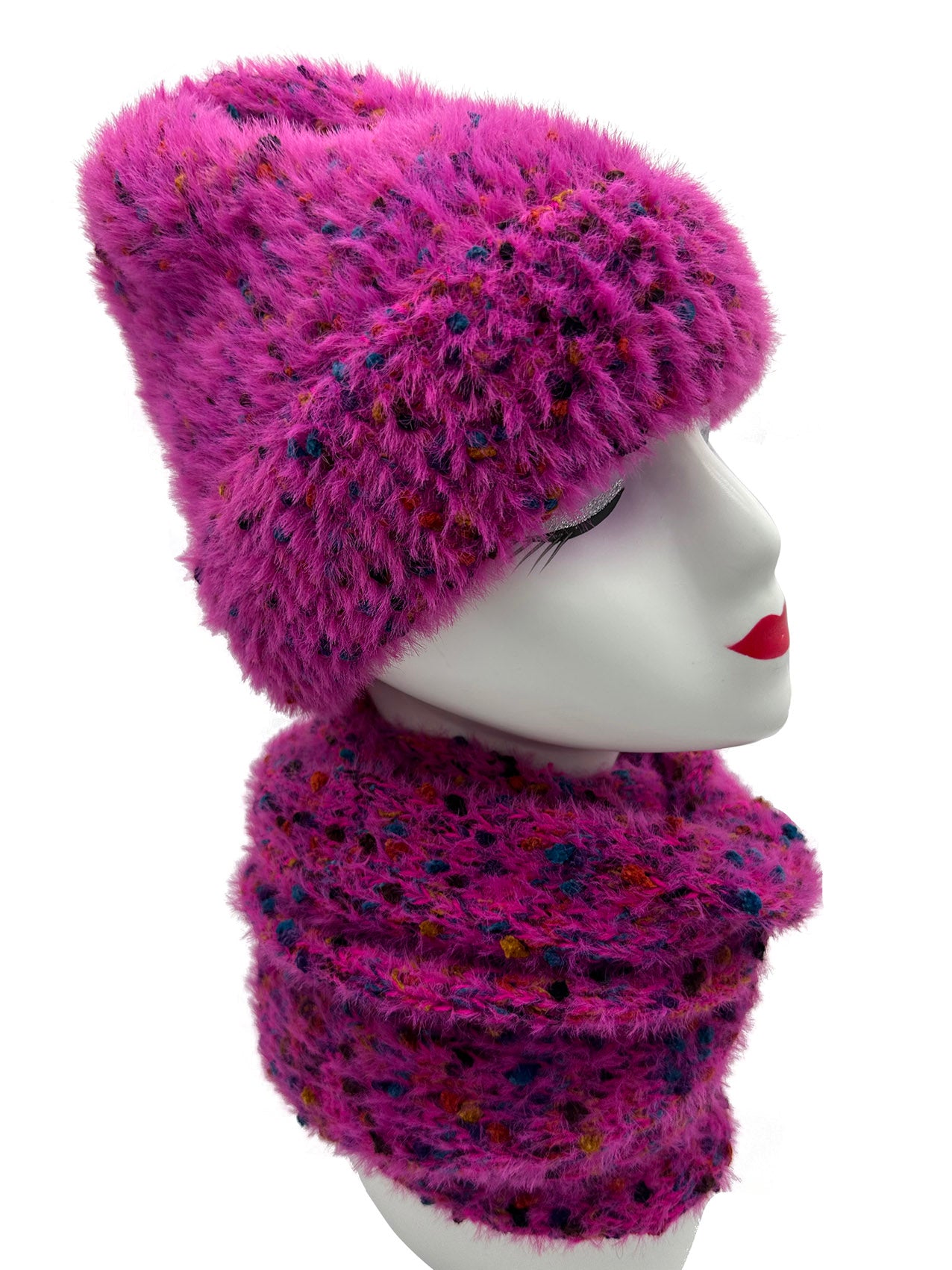 HT23120-883 Colourful Dotted Pattern Soft Beanie Hat