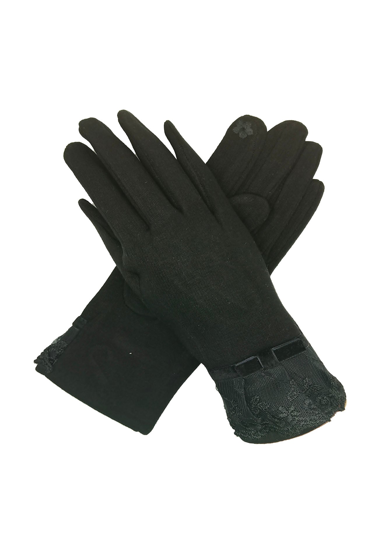 GV1968-119 Fleece Lined Gloves With Bow And Embroidery