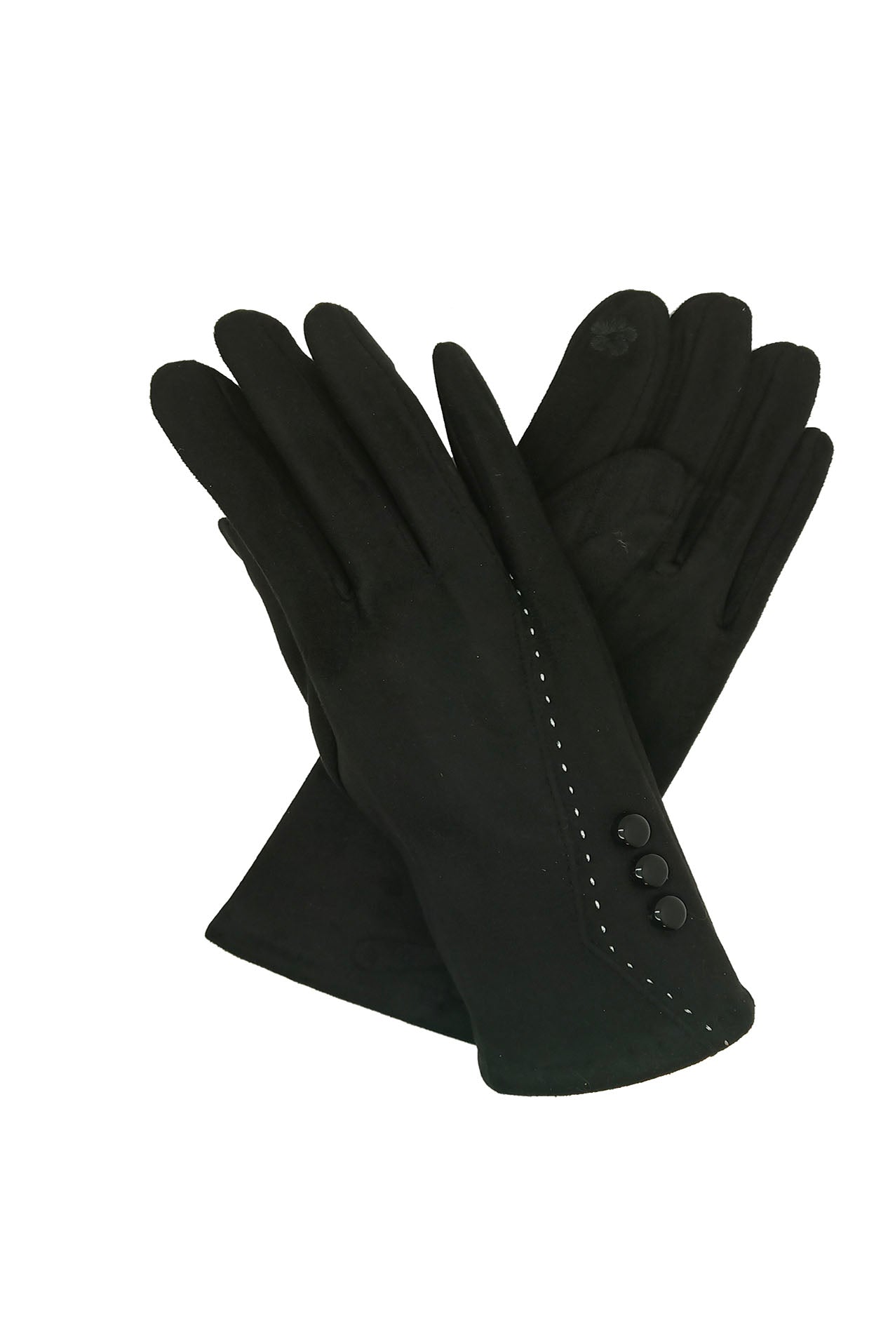 GV1978-112 Velvet Fashion Gloves with Stich Detail and Buttons