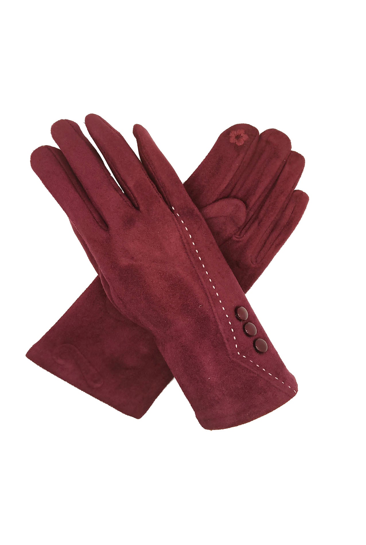 GV1978-112 Velvet Fashion Gloves with Stich Detail and Buttons