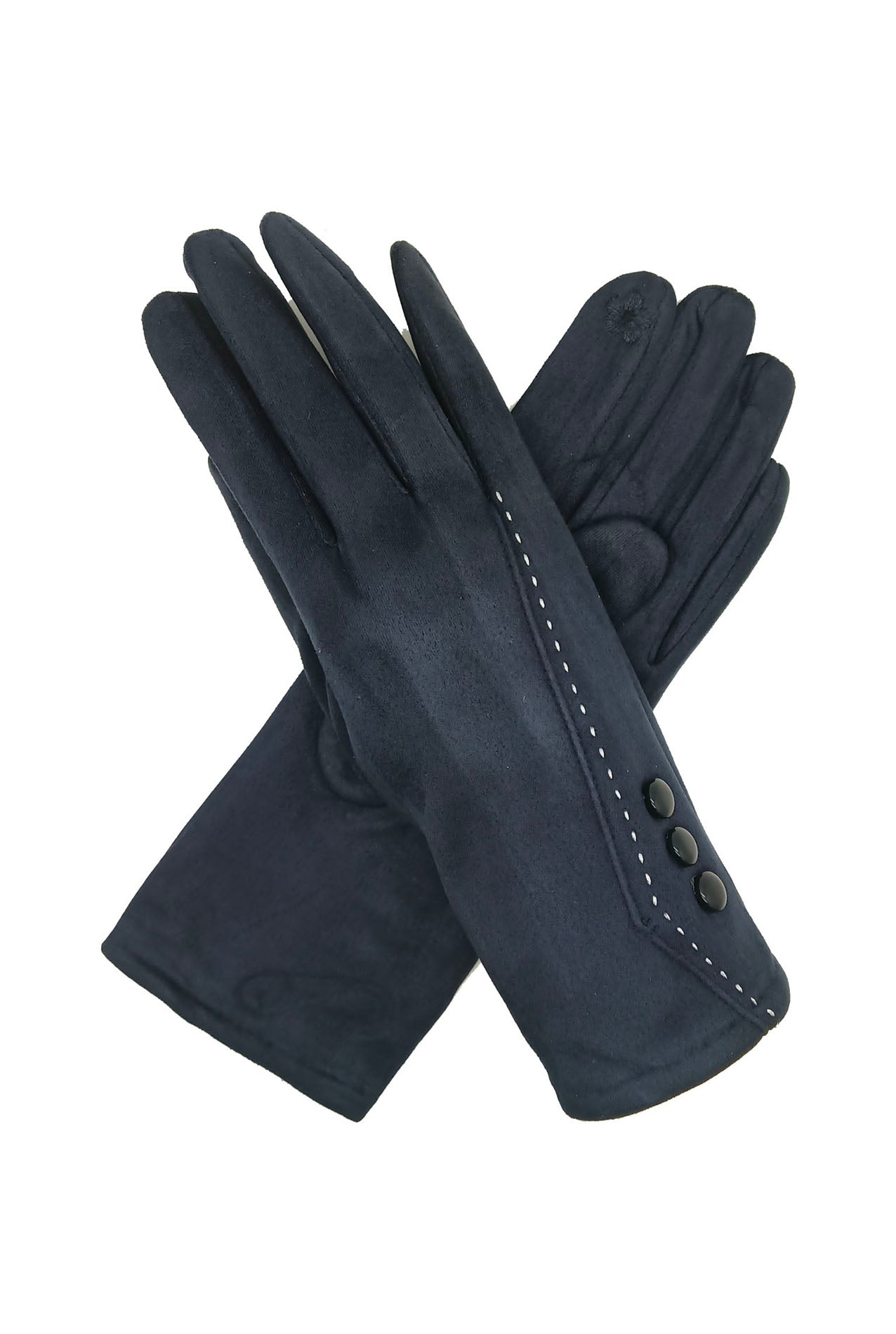 GV1978-112 Velvet Fashion Gloves with Stich Detail and Buttons