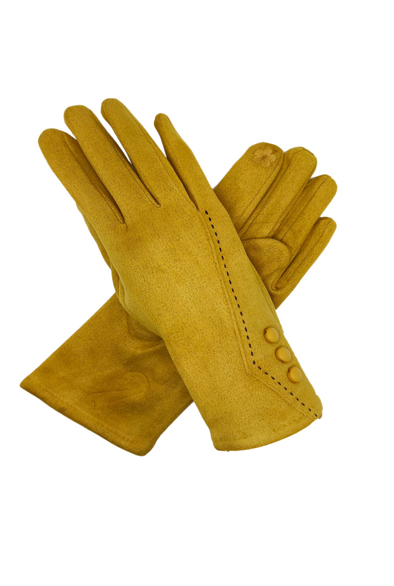 GV1978-112 Velvet Fashion Gloves with Stich Detail and Buttons