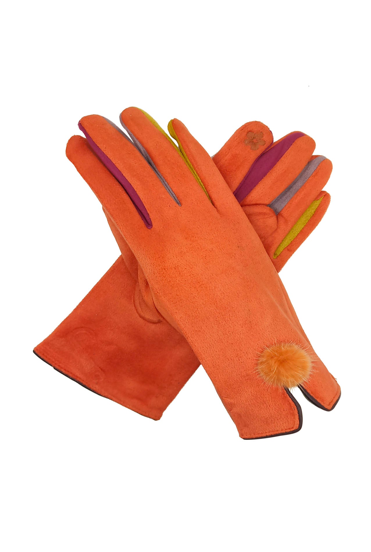 GV1980-115 Cozy Fashion Gloves with Coloured fingers & Pompom