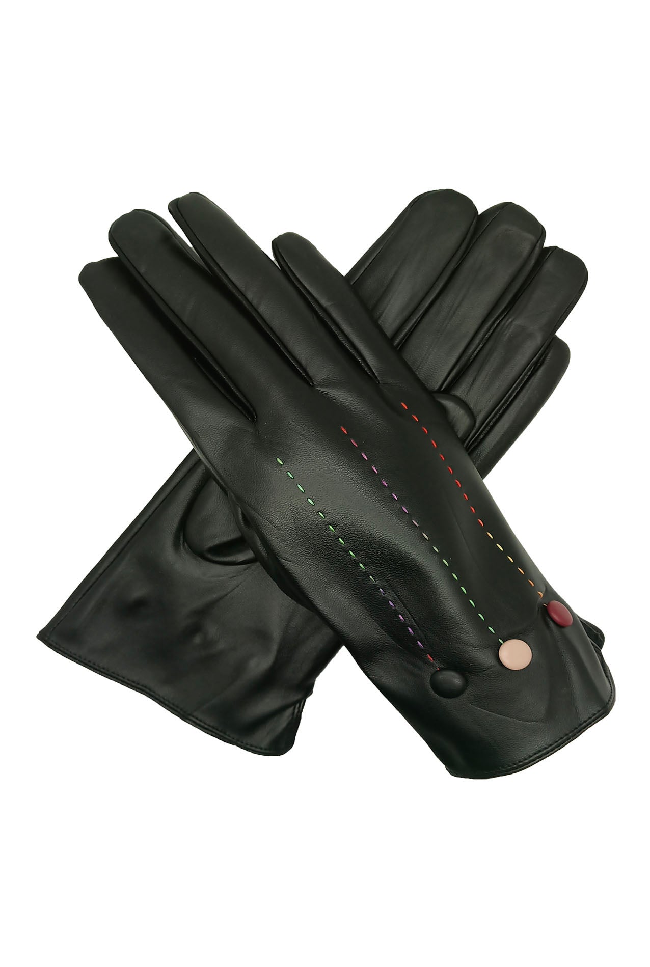 GV1988-124 Fleece Lined PU Leather Gloves With Stitch Detail