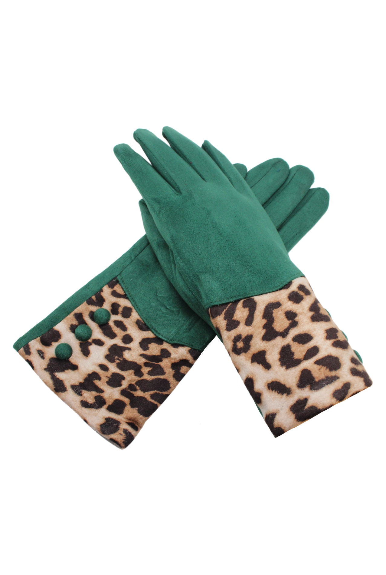 GV2078-231 Colourful Fleece Lined Fashion gloves with Leopard Print