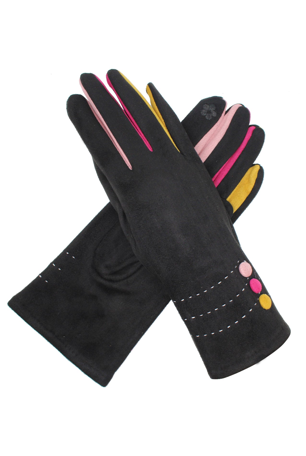 GV2075-279 Cosy Cotton Mix Gloves With Button Details