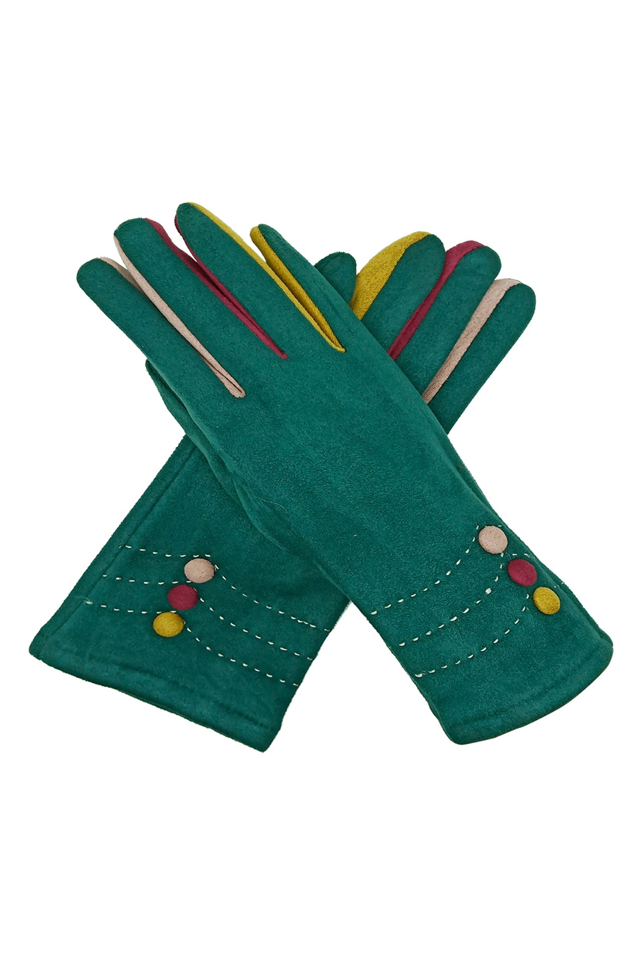 GV2075-279 Cosy Cotton Mix Gloves With Button Details