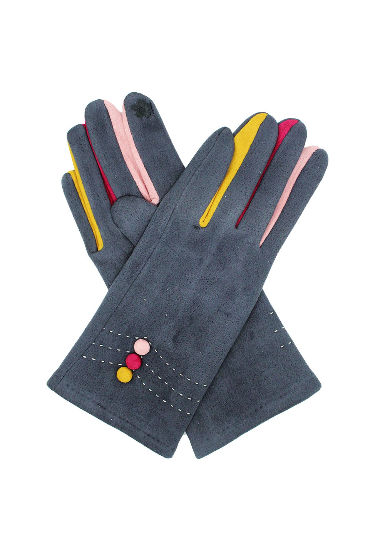 GV2075-279 Cosy Cotton Mix Gloves With Button Details