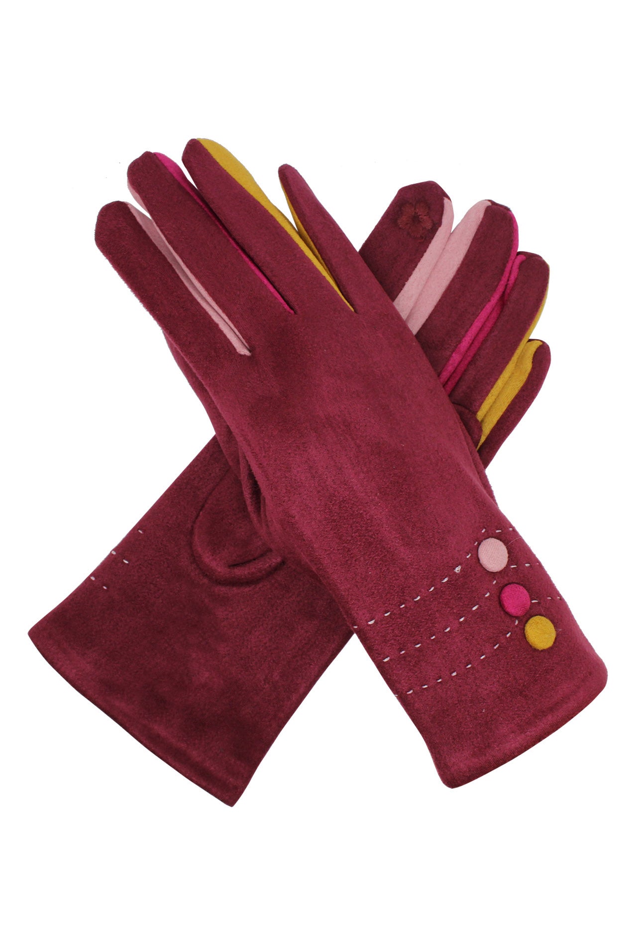 GV2075-279 Cosy Cotton Mix Gloves With Button Details