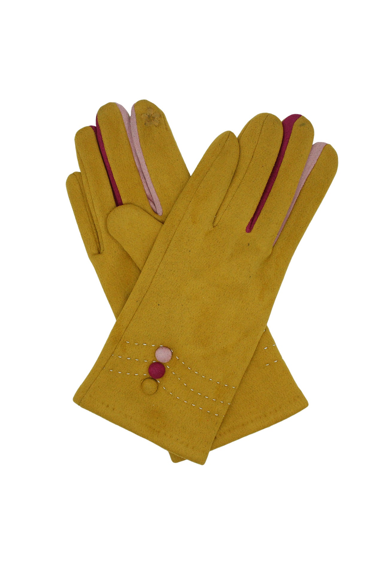 GV2075-279 Cosy Cotton Mix Gloves With Button Details