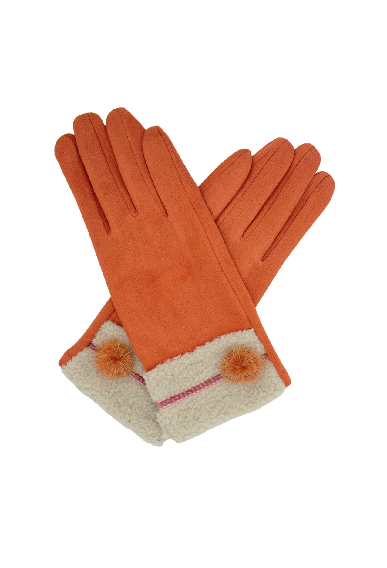 GV2076-230 Fleece Lined Cosy Gloves With Pom Pom Accent