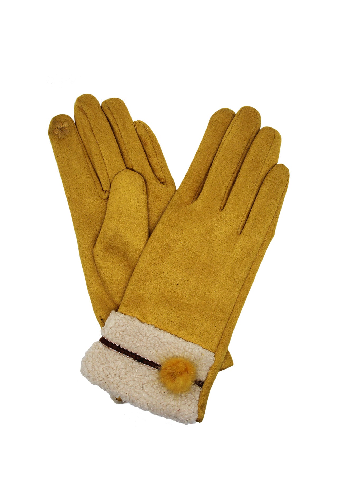 GV2076-230 Fleece Lined Cosy Gloves With Pom Pom Accent