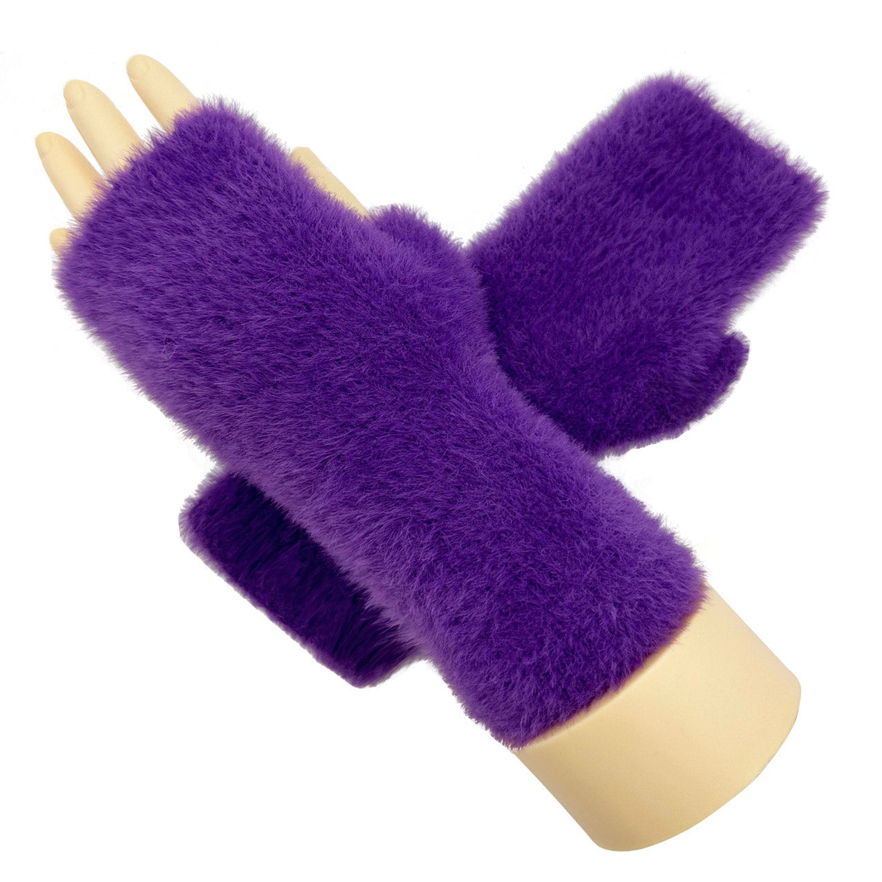 GV2358-894 Solid Coloured Soft Fluffy Fingerless Gloves with