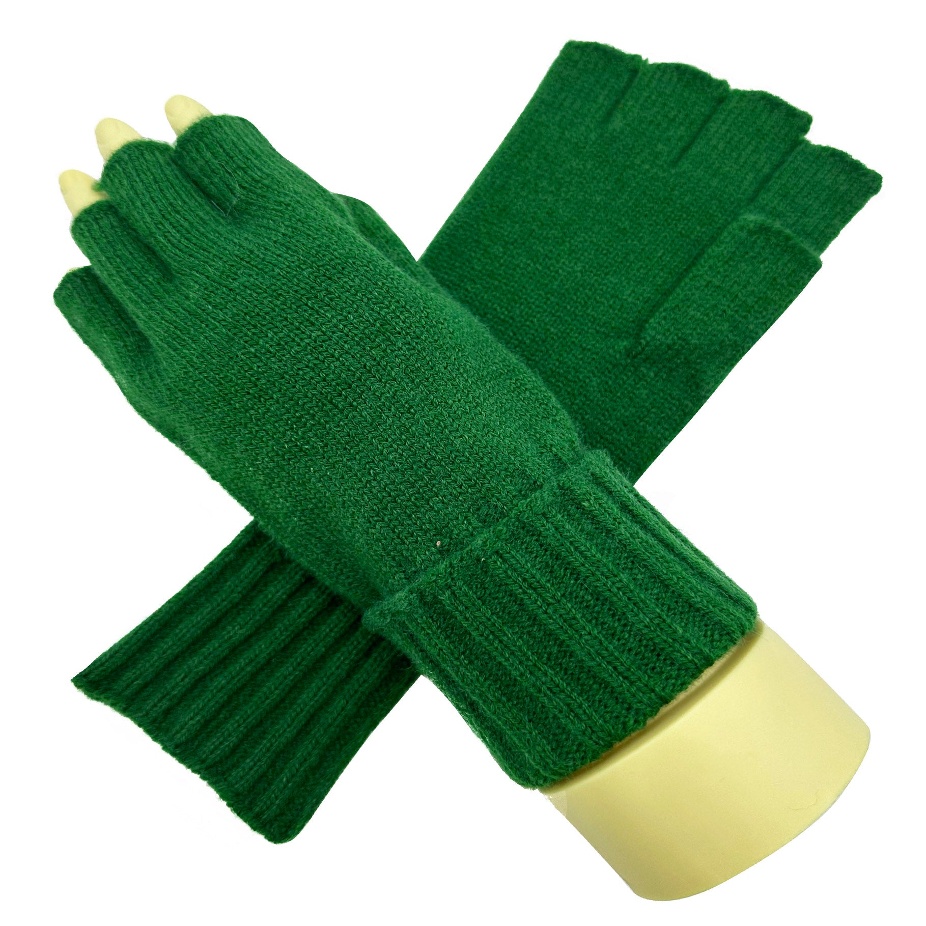 GV2378-893 Solid Coloured Knit Fingerless Gloves with Stretch